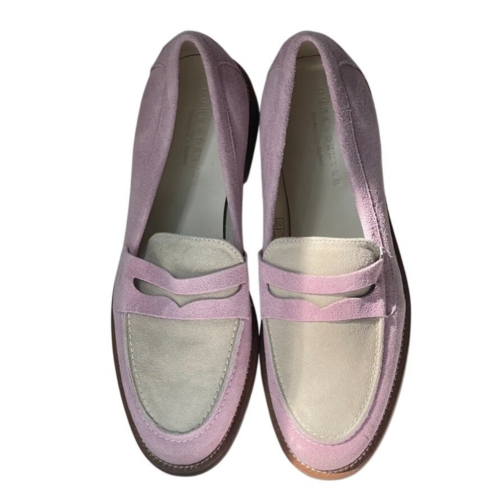 Duke + Dexter Wildpink Rose Penny Loafers Pink Cream Gray Suede UK 6 US 8 - Picture 11 of 11